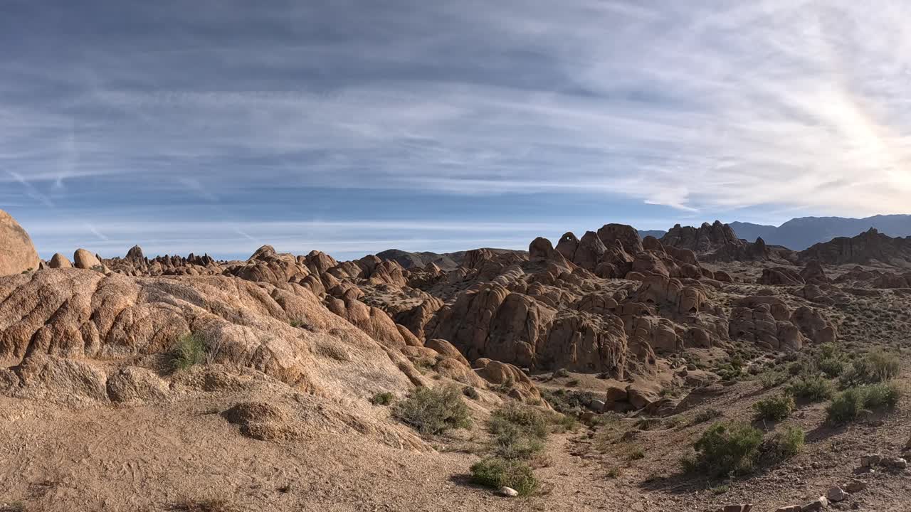 Panoramic view of the unique geological features of California's Alabama Hills