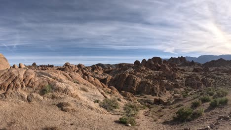 panoramic view of the unique geological features of california's alabama hills