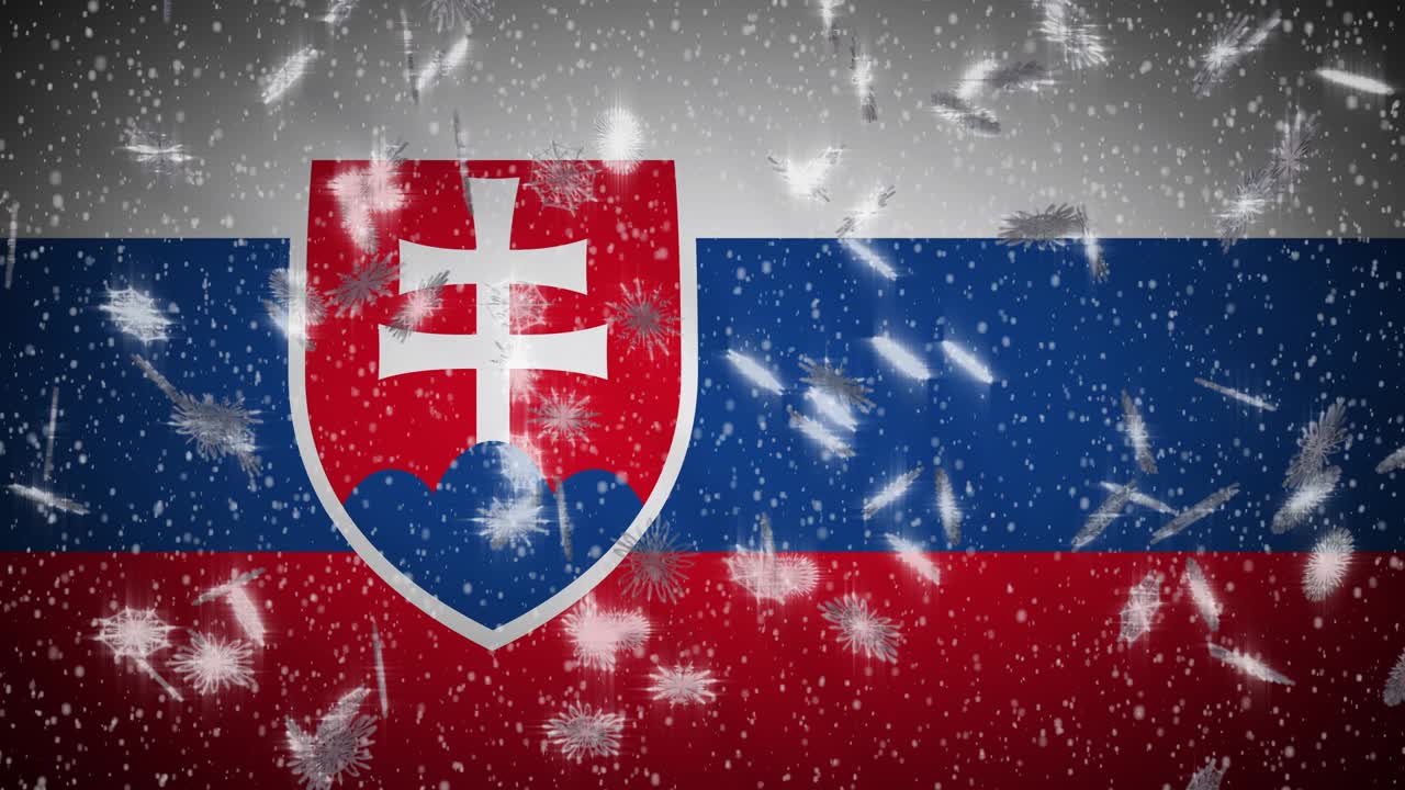 슬로바키아의 발이 눈을 고, 새해와 크리스마스 배경, 루프