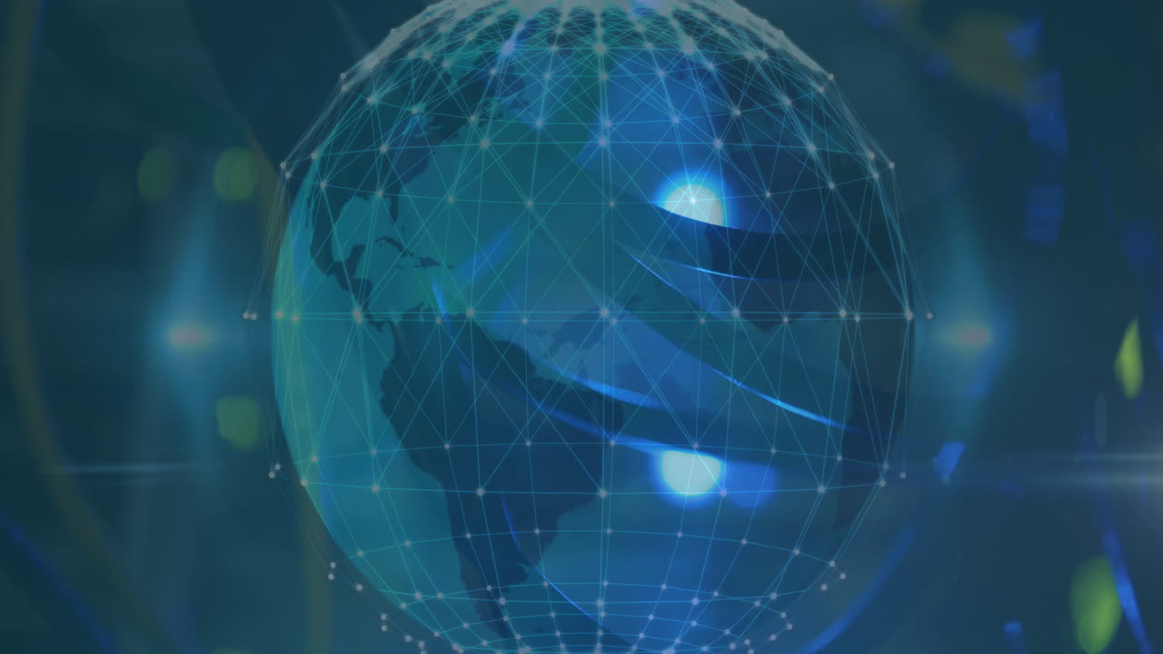 빛나는 포인트와 함께 네트워크 연결의 글로브의 애니메이션