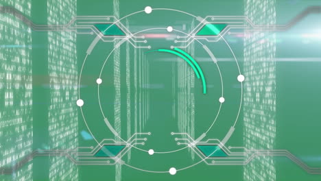 animación del procesamiento de datos en fondo verde