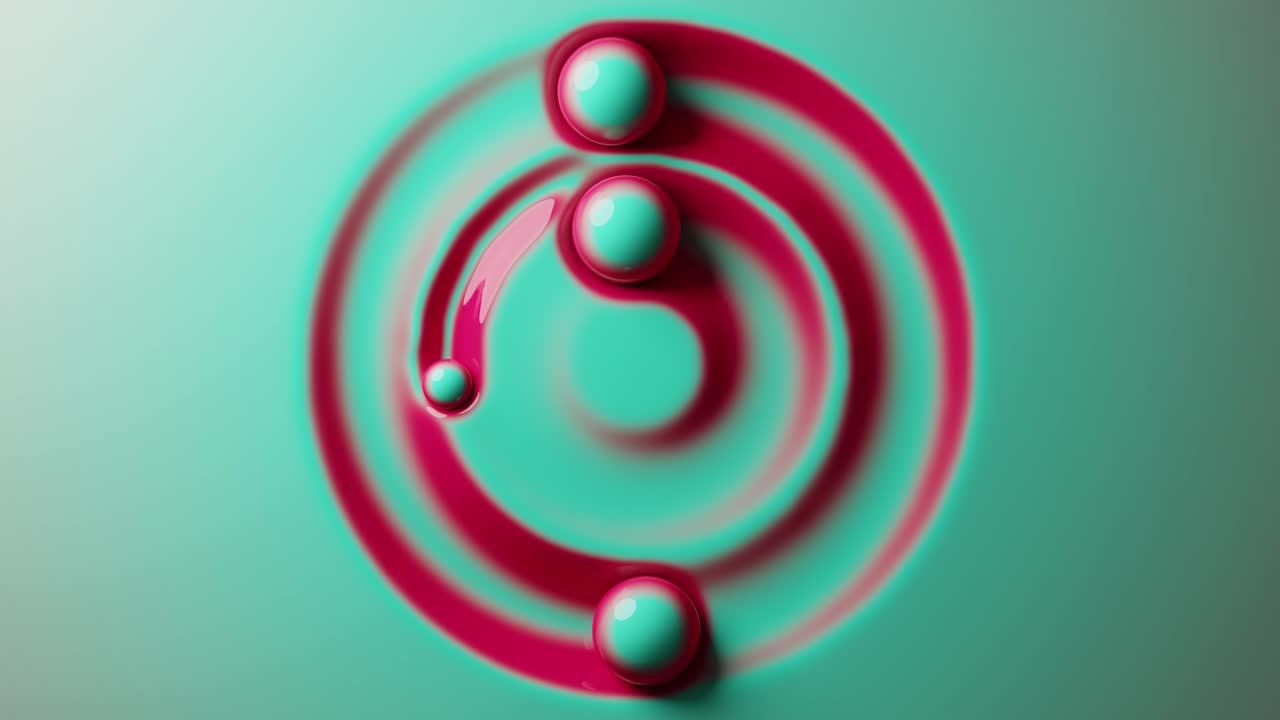 animación 3d satisfactoria en bucle de esferas en superficie de líquido viscoso