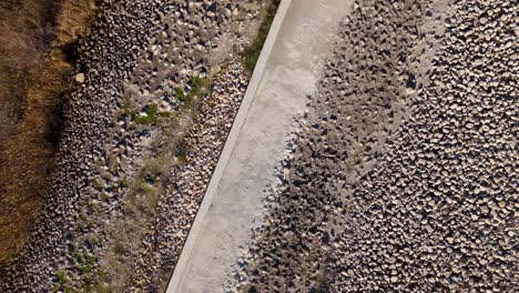 ascending drone shot over barrage du planas avignon