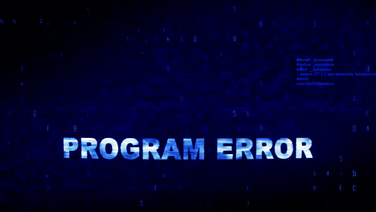 Program Error  Text Digital Noise Twitch Glitch Distortion Effect Error Animation.