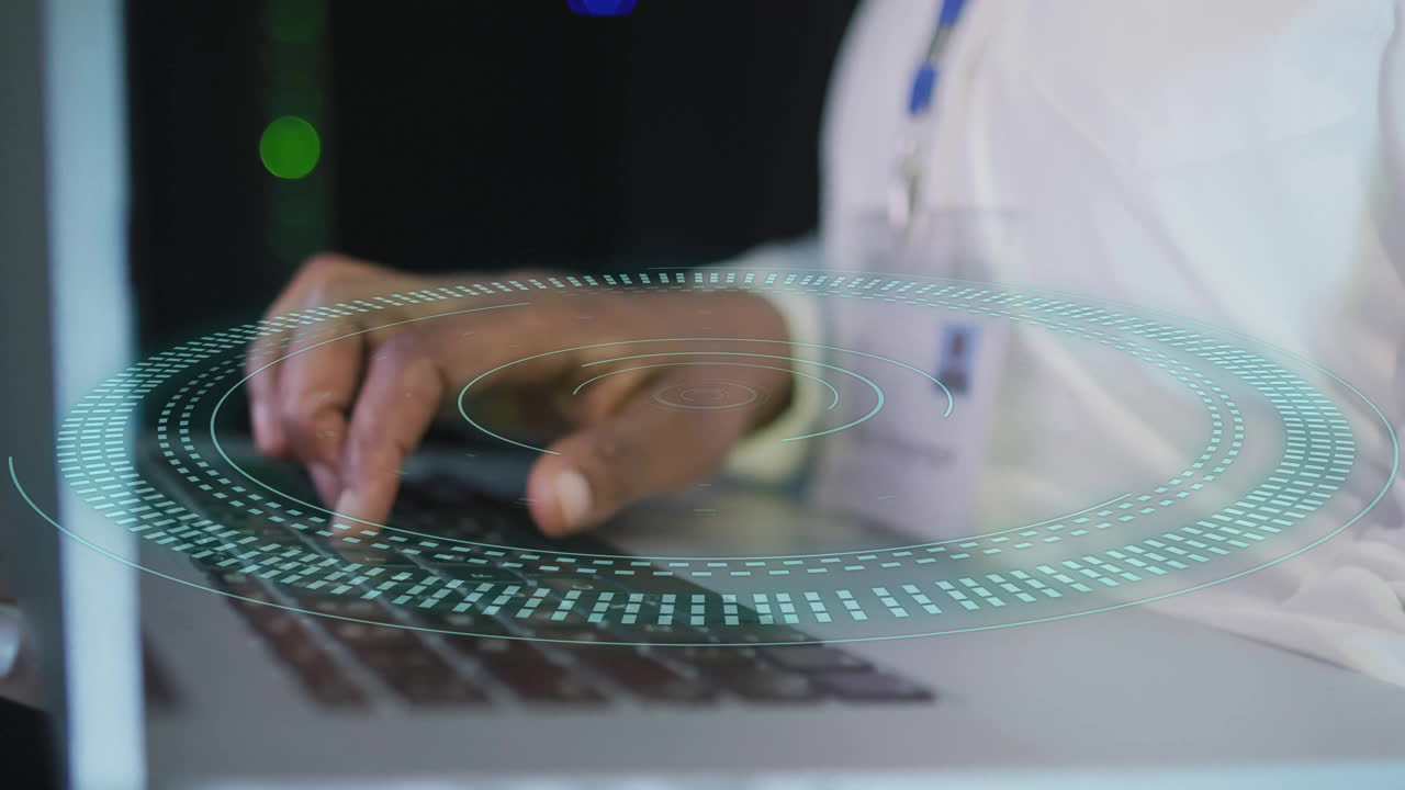 animación de procesamiento de datos digitales sobre afroamericano ingeniero de ti femenino por servidores informáticos