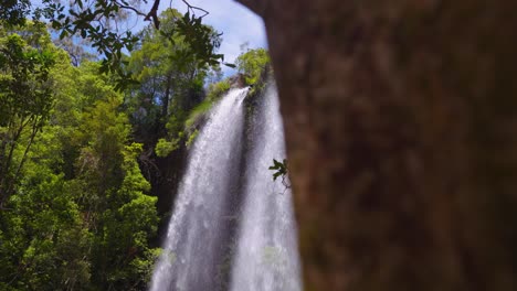 parque nacional springbrook, circuito de caída doble en medio del bosque