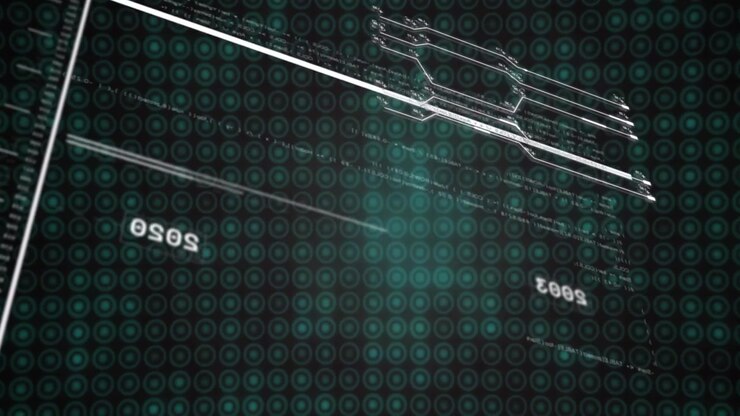 Turquoise glow emerging, lines sliding showing labels until diagonal bar sweeping, revealing grid