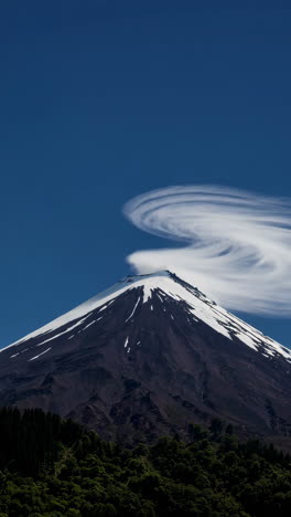 volcanic mountain with cirrus clouds