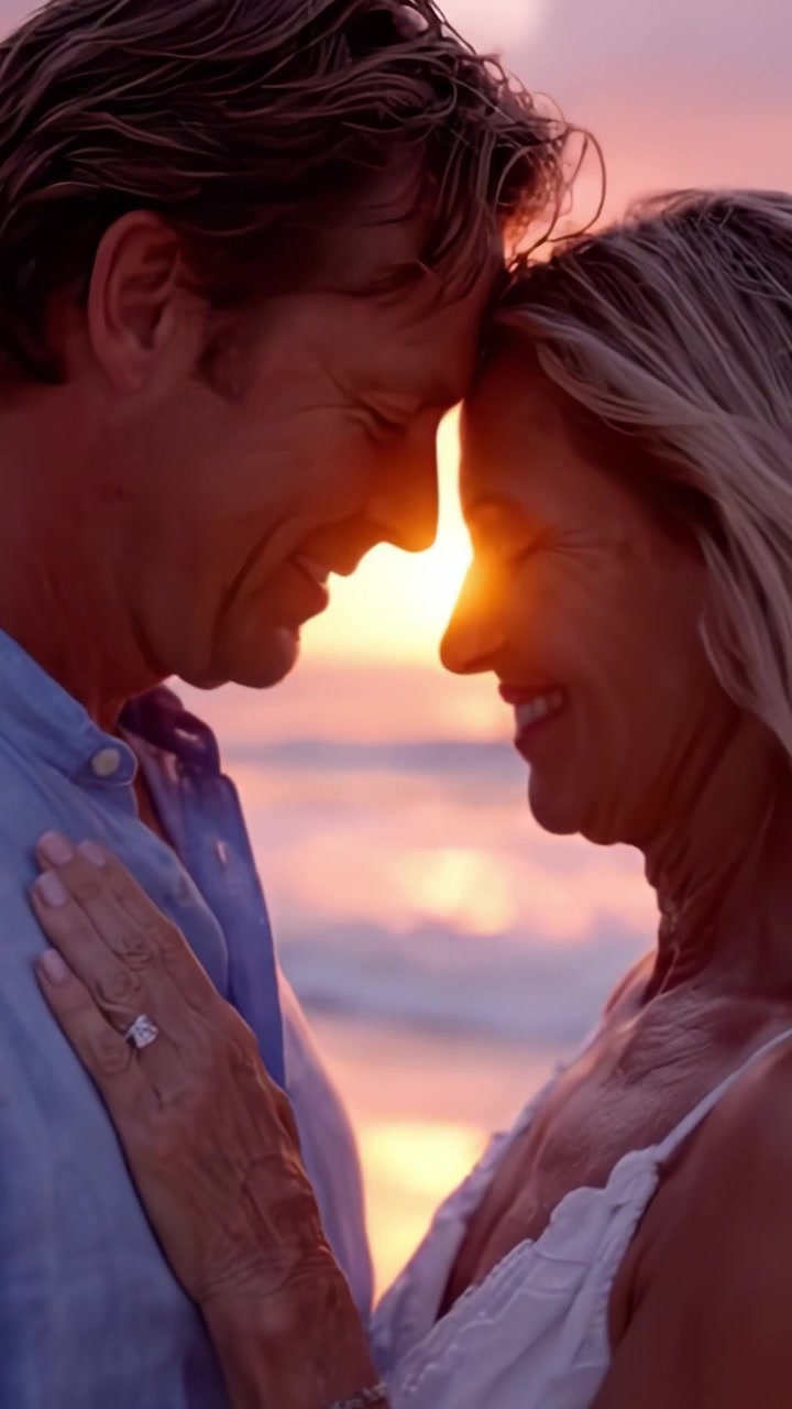L'abbraccio dell'amore: catturare i momenti intimi tra due anime mentre condividono un romantico tramonto sull'oceano, simboleggiando connessione e affetto