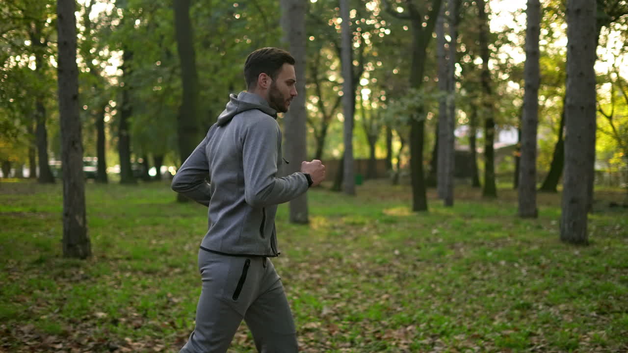 Man running in the forest