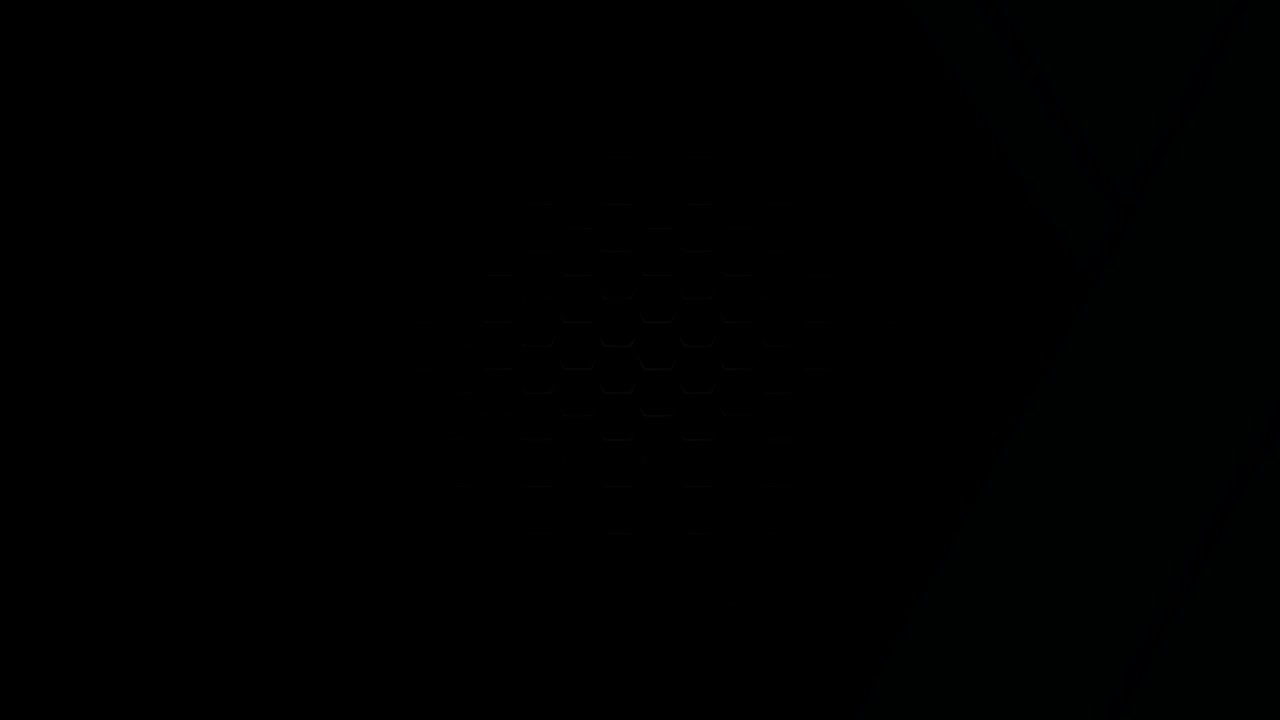 black stripes abstract tech video animation with hexagon mesh background