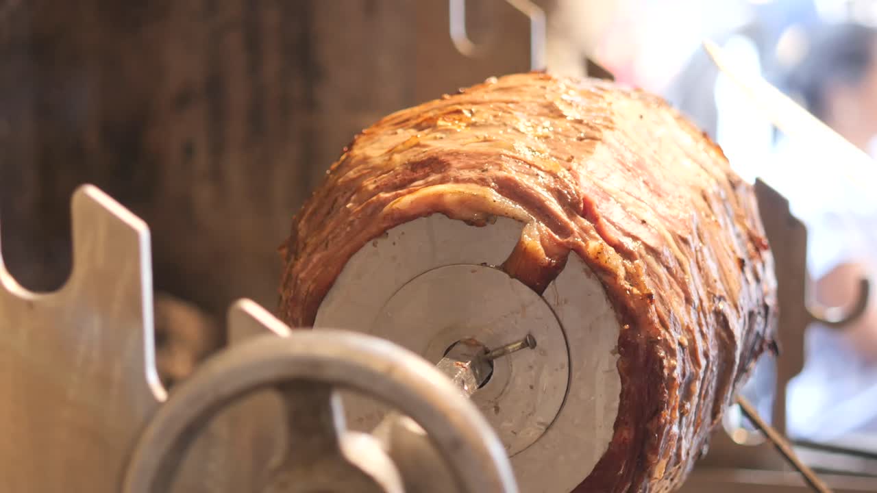 Shawarma meat on a spit