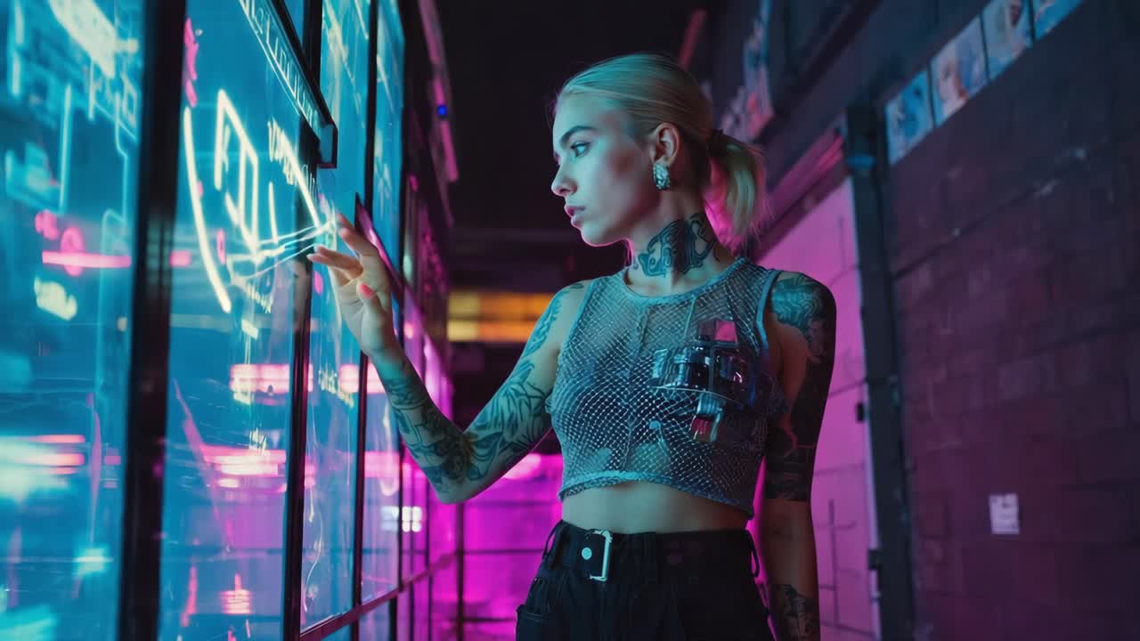 Cyberpunk Woman in Futuristic City