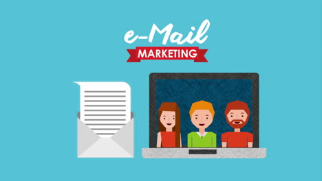 email social media marketing with laptop animation