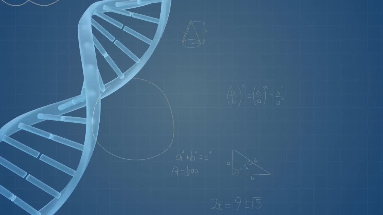 Premium stock video - Animation of mathematical equations over dna strand