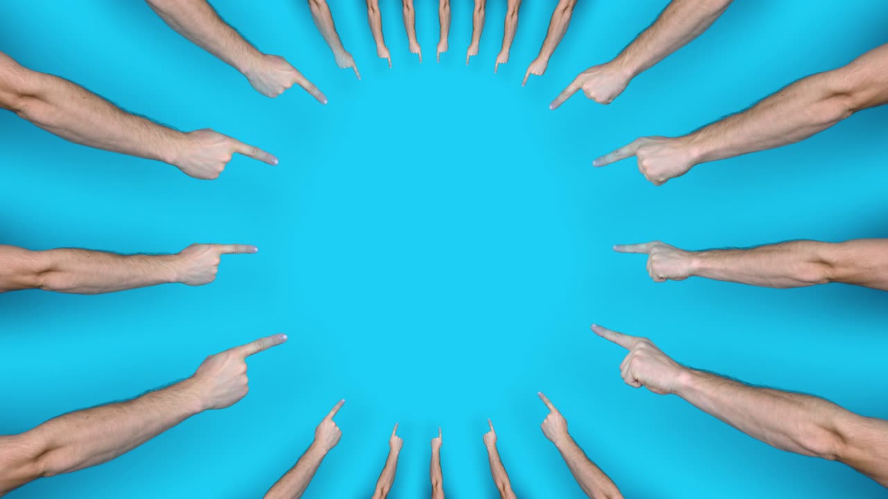 Various people hands move into middle with index fingers