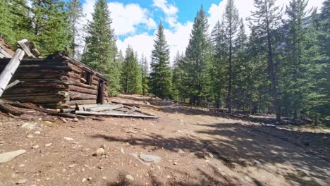 Drone-Disparó-A-Través-Del-Bosque-Y-A-Través-De-Un-Viejo-Edificio-Abandonado