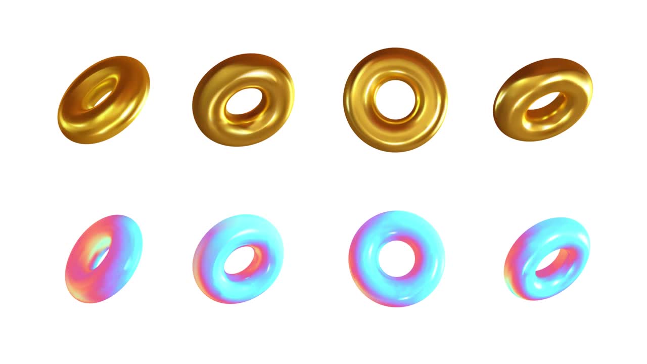 3d render, abstract design round the donut, torus,