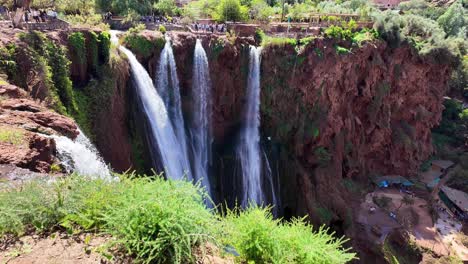 Waterfall-top-tall-water-Ouzoud-falls-in-central-Morocco,-north-Africa