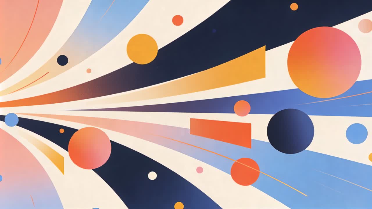 Animating radial bands and shapes moving outward in studio, showing spread with discs and bars