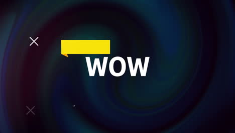 animación de texto wow sobre formas en fondo azul
