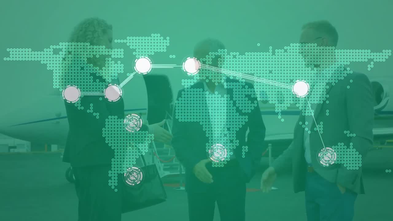 다양한 사업가 그룹에 대한 세계 지도의 애니메이션