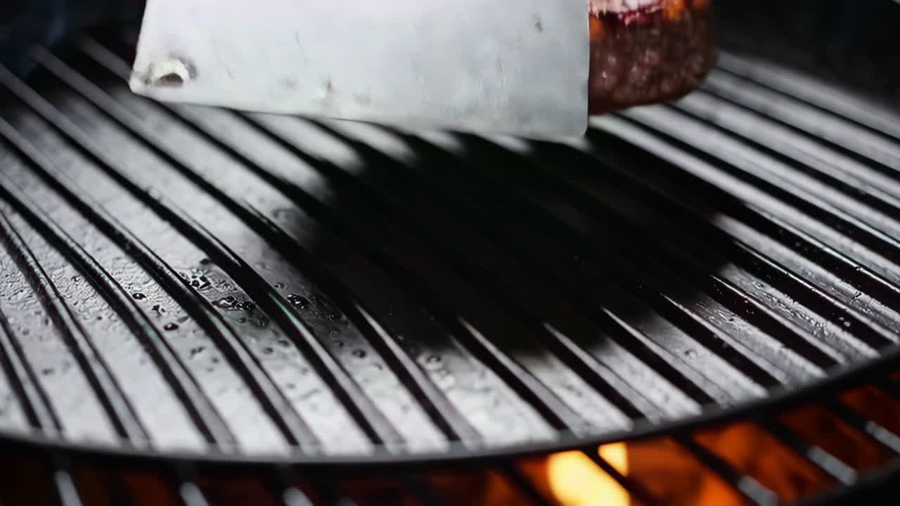 Grilling a hamburger patty