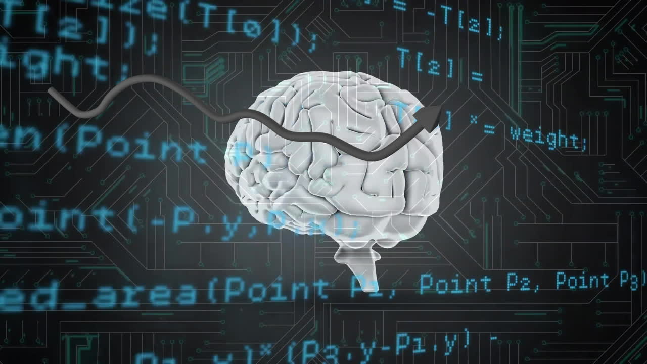 인간의 뇌를 통해 과학적 데이터 처리의 애니메이션