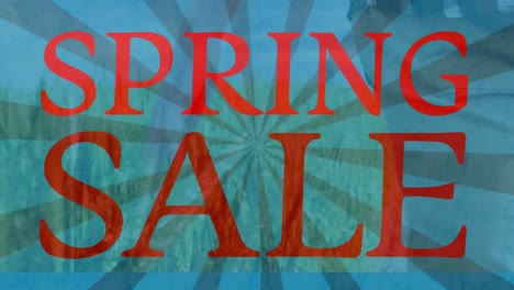 animación fo texto de venta de primavera sobre mujer caminando en el prado