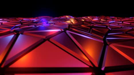 abstracto triángulo rojo superficie geométrica ondulante animación de fondo renderización en 3d