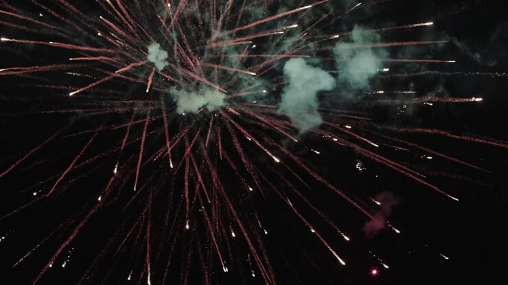 Fireworks exploding on the night sky during an event celebration