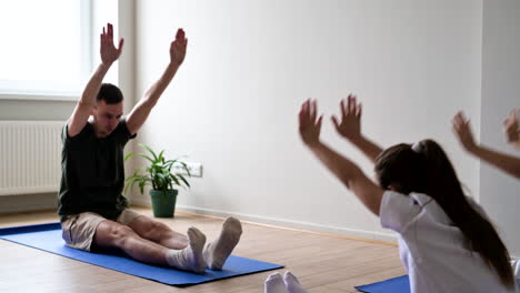 people practising yoga