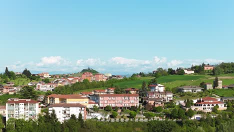 Drone fview of picturesque village of Costigliole d'Asti, nestled in Piedmont wine region, Italy