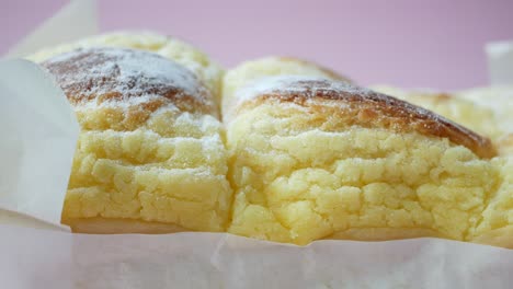 close up of cream bun bread on table ,