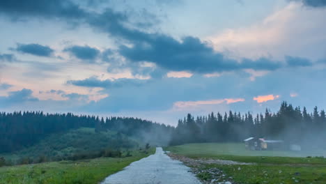 a sunset timelapse of a cloudy sky in the bulgarian rhodope mountains