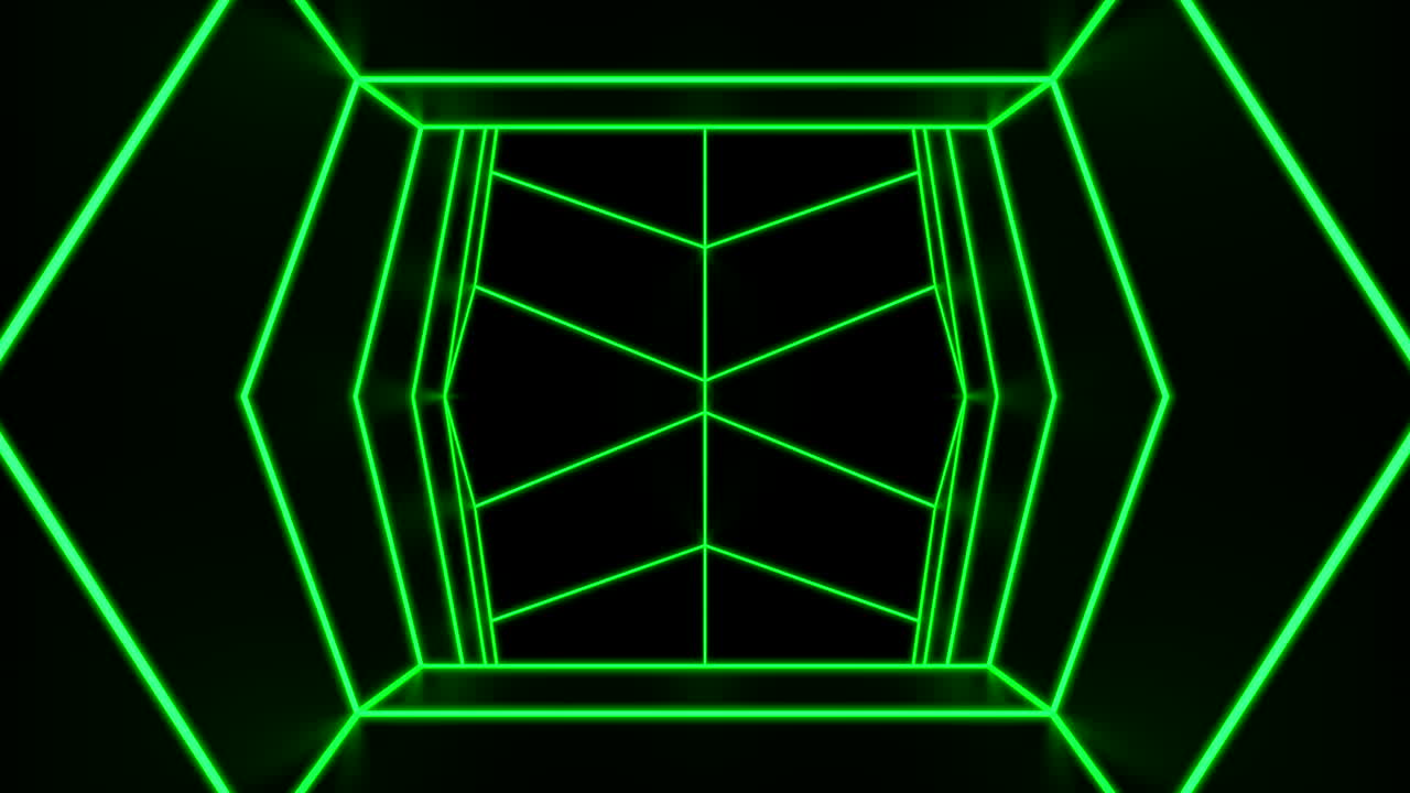 Tunnel geometrico verde neon