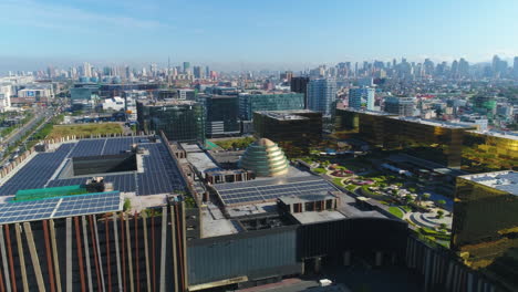 aerial establishing shot, city of dreams in aseana city in manila philippines