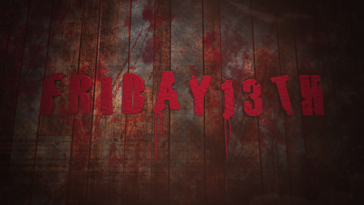 13일 금요일 공포 그런지 나무 질감과  ⁇ 은 피의 방