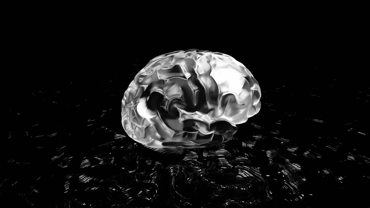 renderizado en 3d de un cerebro humano metálico