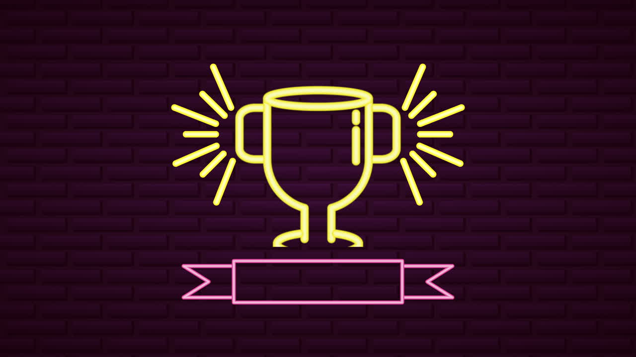 pared con etiqueta de trofeo de luz de neón