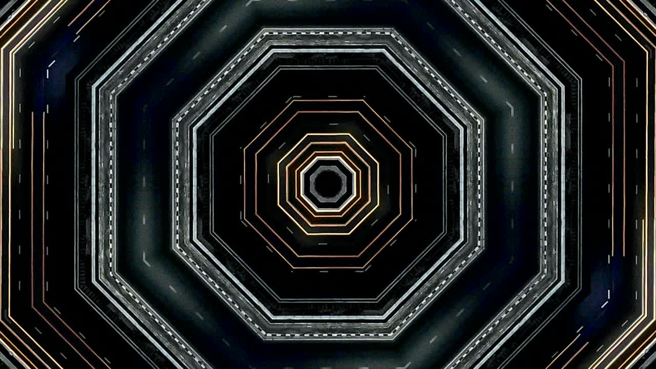 Futuristic Abstract background with animation of flight in abstract futuristic tunnel with neon light lines pattern.