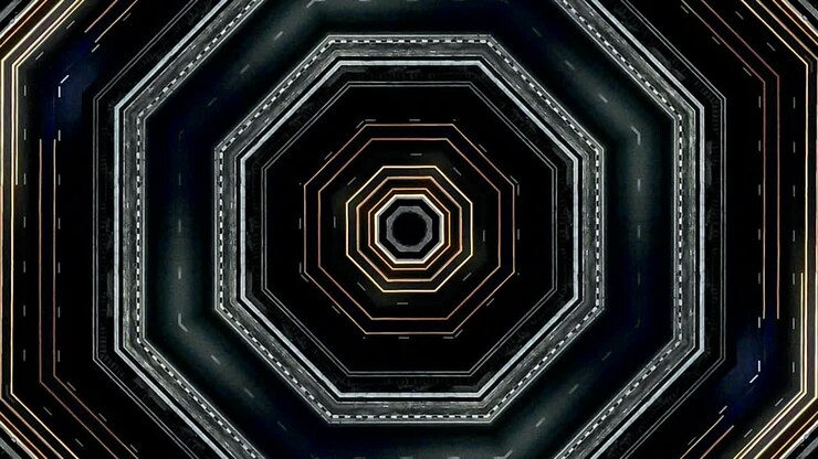 Futuristic Abstract background with animation of flight in abstract futuristic tunnel with neon light lines pattern.