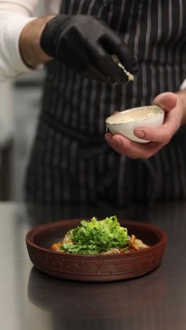 chef preparing a gourmet salad