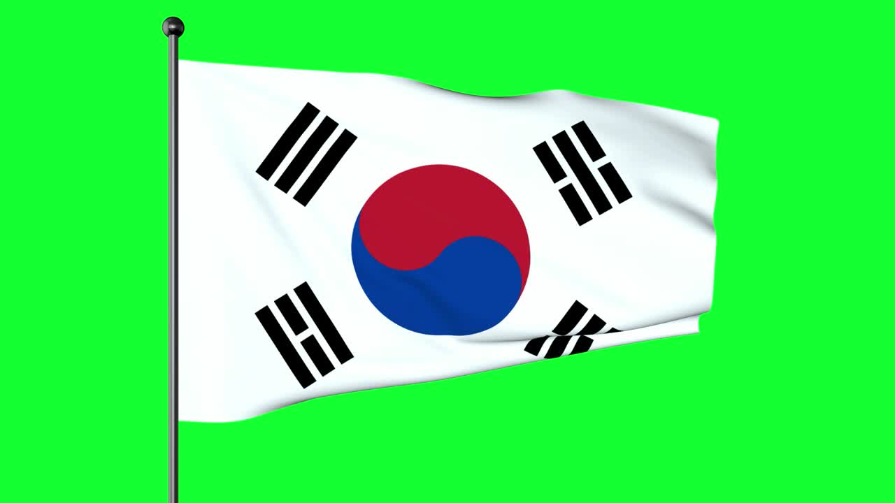 한국의 국기인 태극기 (taegukgi) 는 색 직사각형 배경, 중간에 빨간색과 파란색의 태극기, 각 모이에 4개의 검은색 트라이그램 등 3개 부분으로 구성되어 있다.