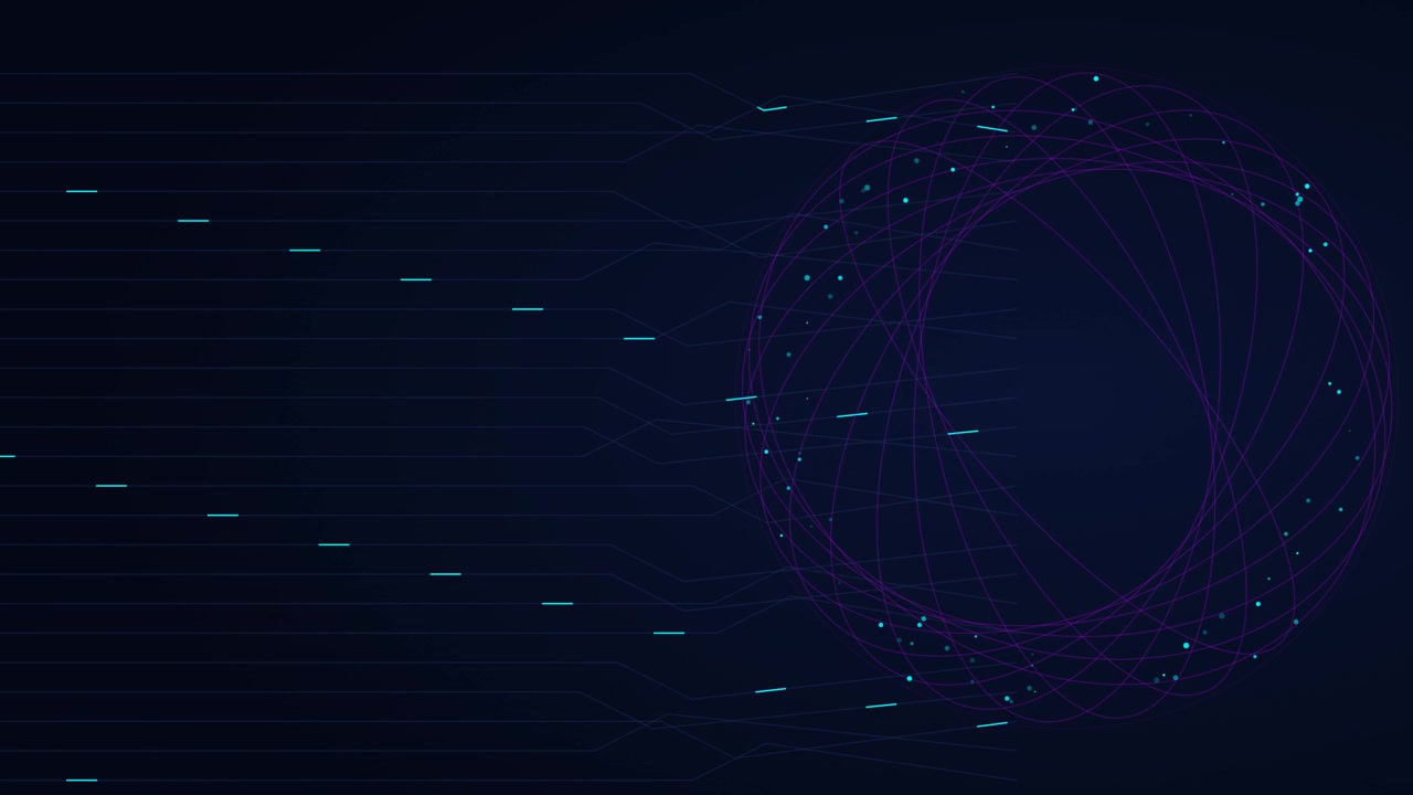 Abstract Digital Sphere with Rotating Data Lines and Network Connections