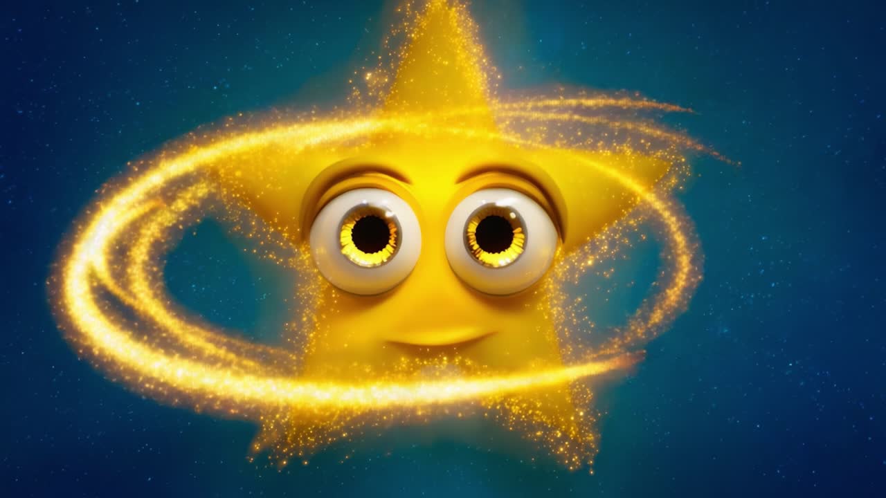 A Cheerful Star Displaying an Expressive Face Surrounded by a Glittering Halo, Capturing the Magic of Celestial Bodies and Playful Imagination in a Vivid Cosmic Setting