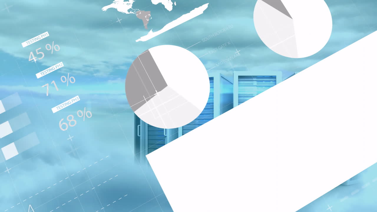 컴퓨터 서버를 통해 금융 데이터 처리의 애니메이션