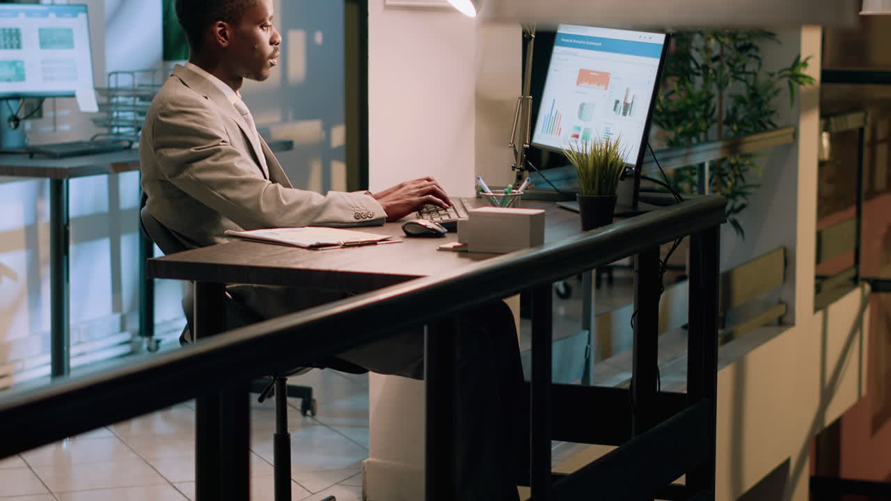 Two businessmen working in an office
