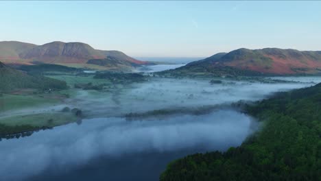 cloud inversion at crummock water and loweswater, the lake district, cumbria, england, uk