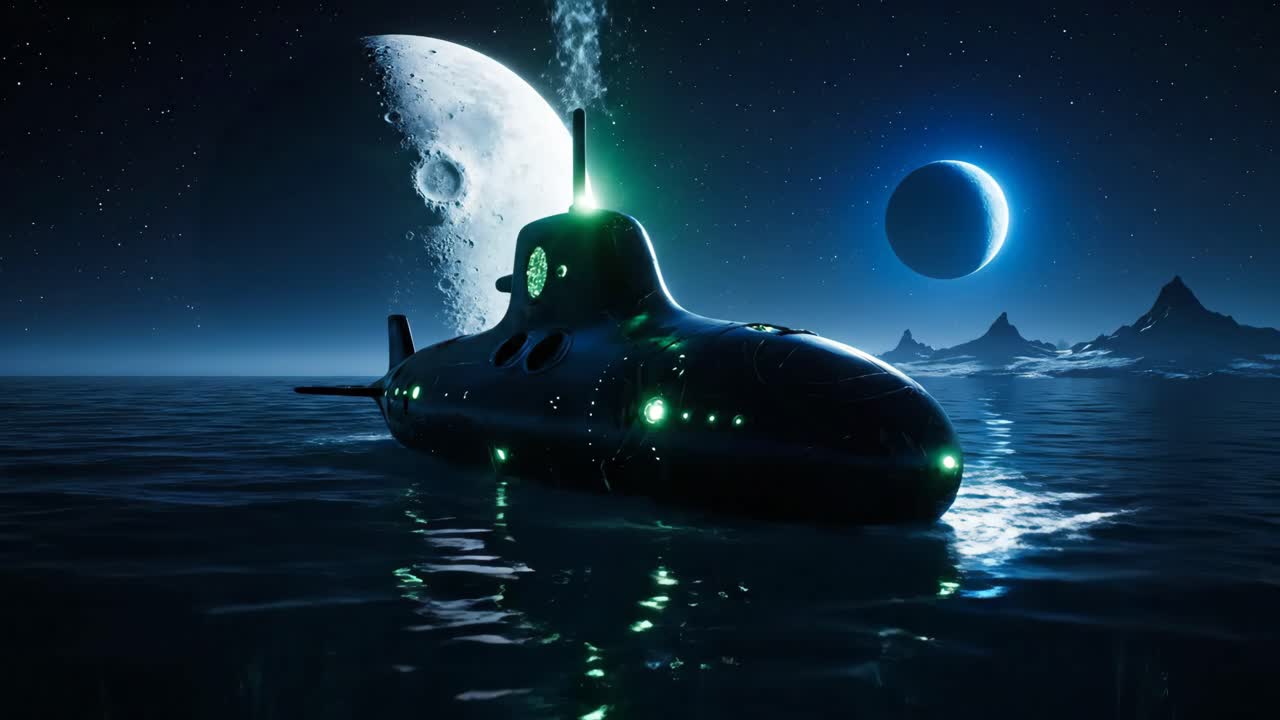 Submarine in a Sci-Fi Ocean